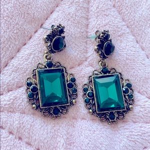 Faux Emerald costume earrings
